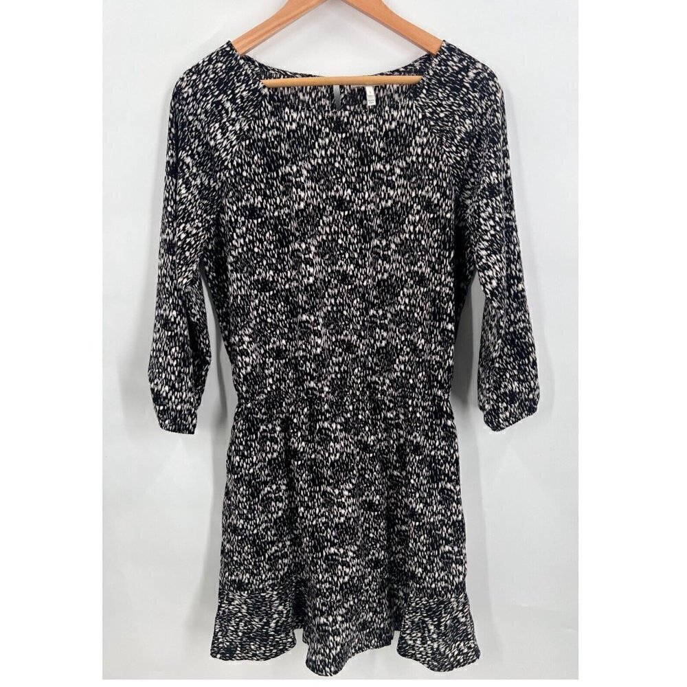 Joie Black Abstract Drop Waist Fit And Flare Dress Back Zip Closure Womens Small